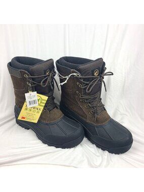 Tamarack 3M Thinsulate Brown Black Leather Boots Winter Men 11 Water Resistant
